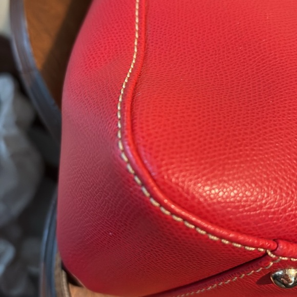 Dooney Bourke  Dome top Satchel  crossbody bag  Leather  flag red/ brown  NWOT - Picture 13 of 17